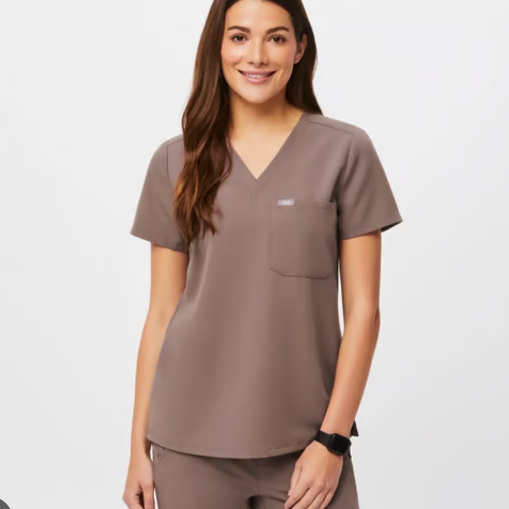 Figs Catarina Scrub Top- Smokey Taupe